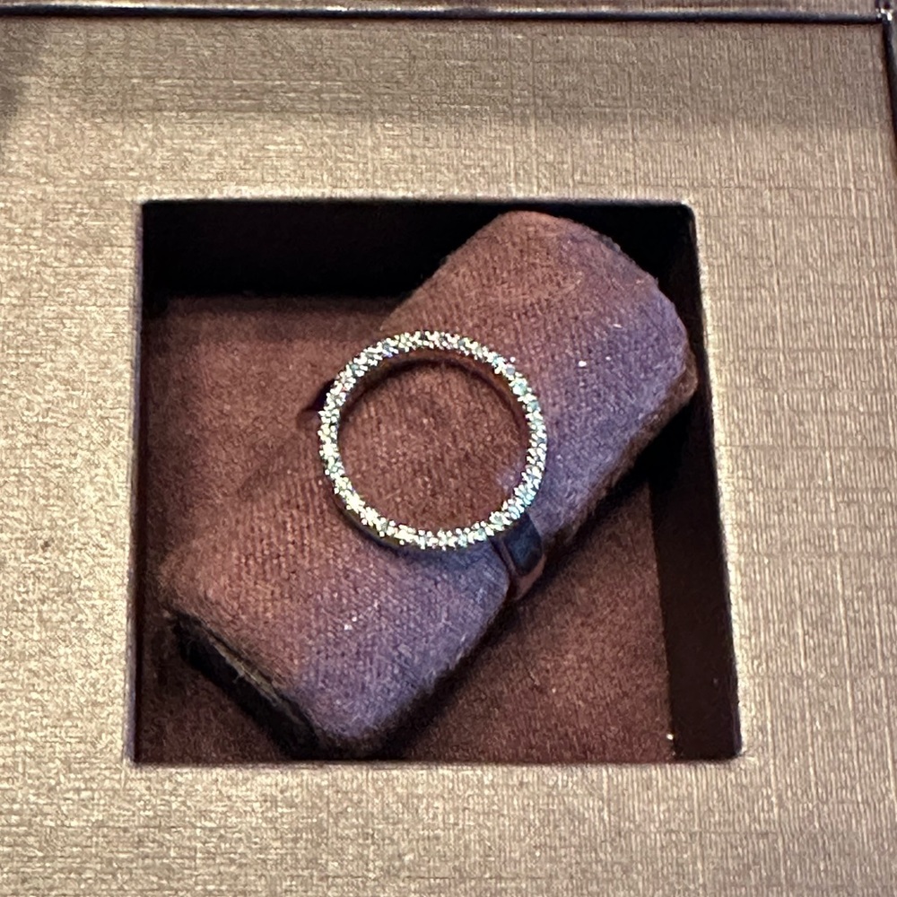 Monica Vinader Rose Gold Tone Blue Sapphire Circle Ring. New